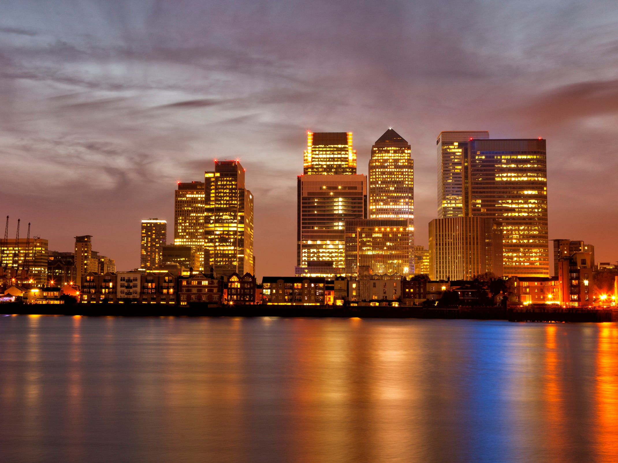 Canary Wharf in London, where a number of multinational corporations have offices