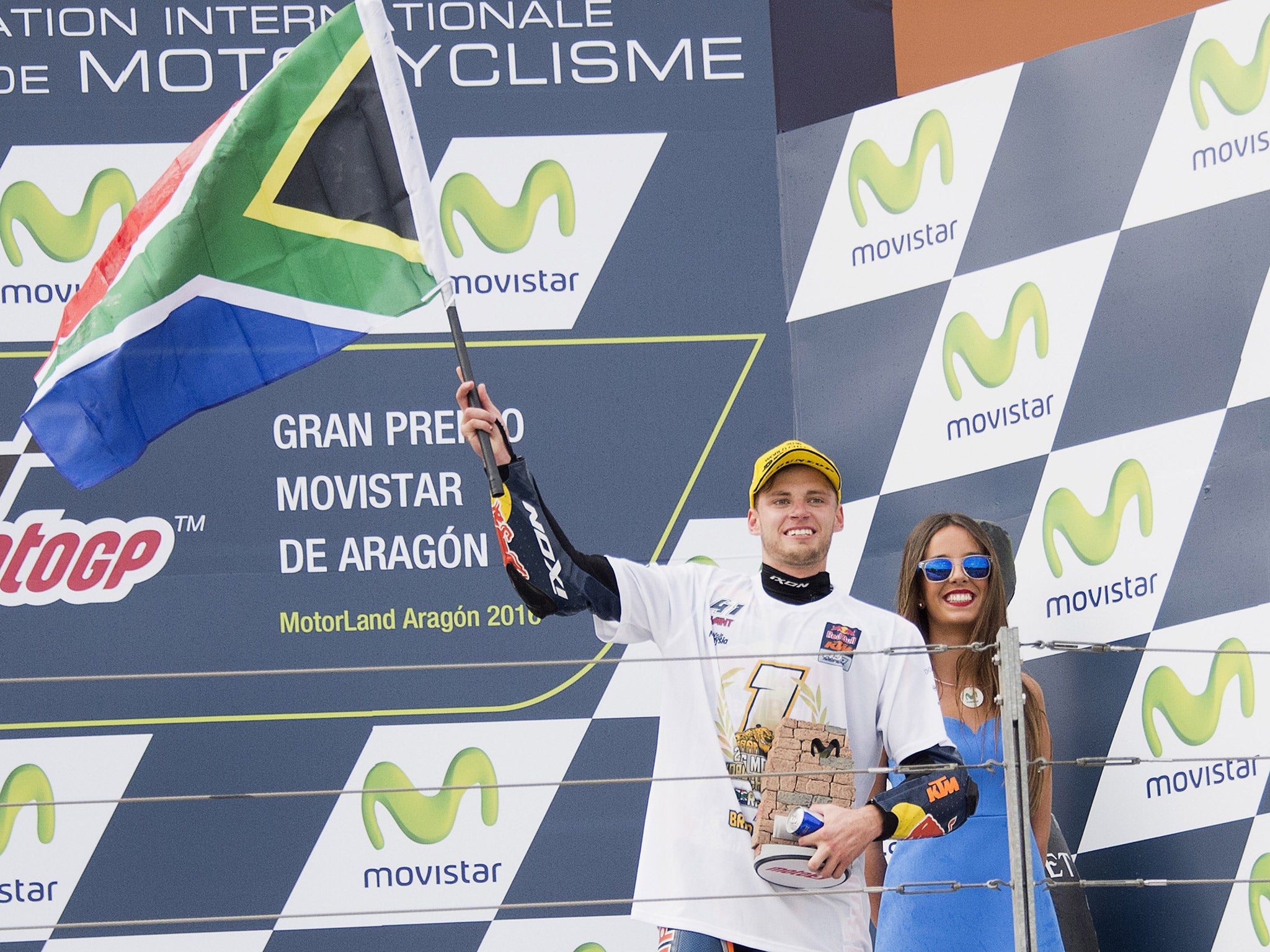 Brad Binder was crowned Moto3 world champion after finishing second at Aragon