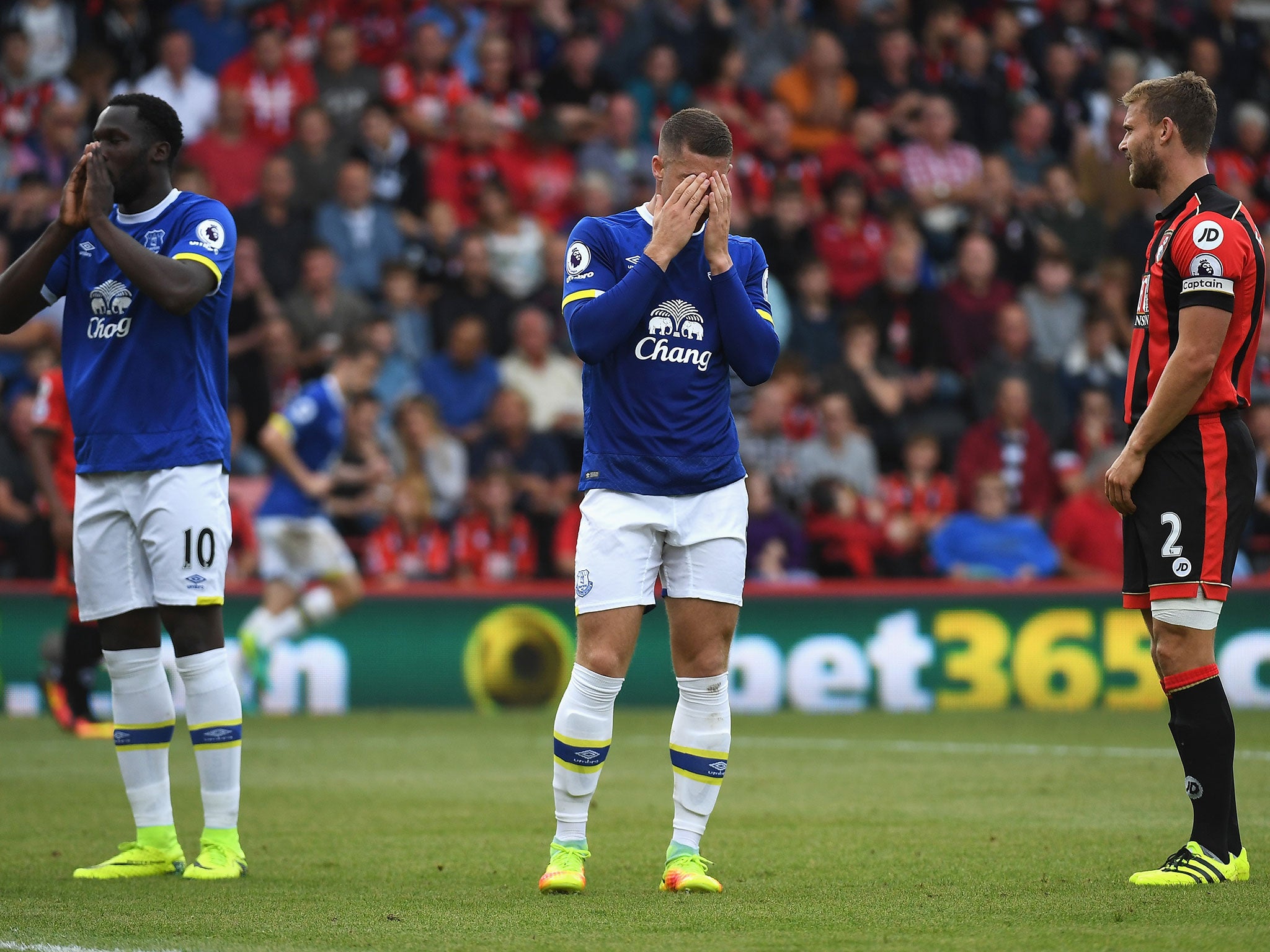 Ross Barkley is visibly disappointed after his side slumped to a 1-0 defeat by Bournemouth on Saturday