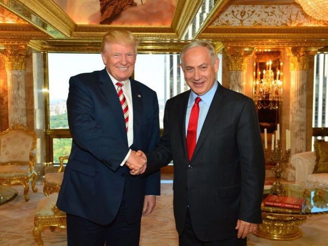 Mr Trump met the Israeli Prime Minister on Sunday and pledged that the 'unbreakable bond' between Israel and the US would continue