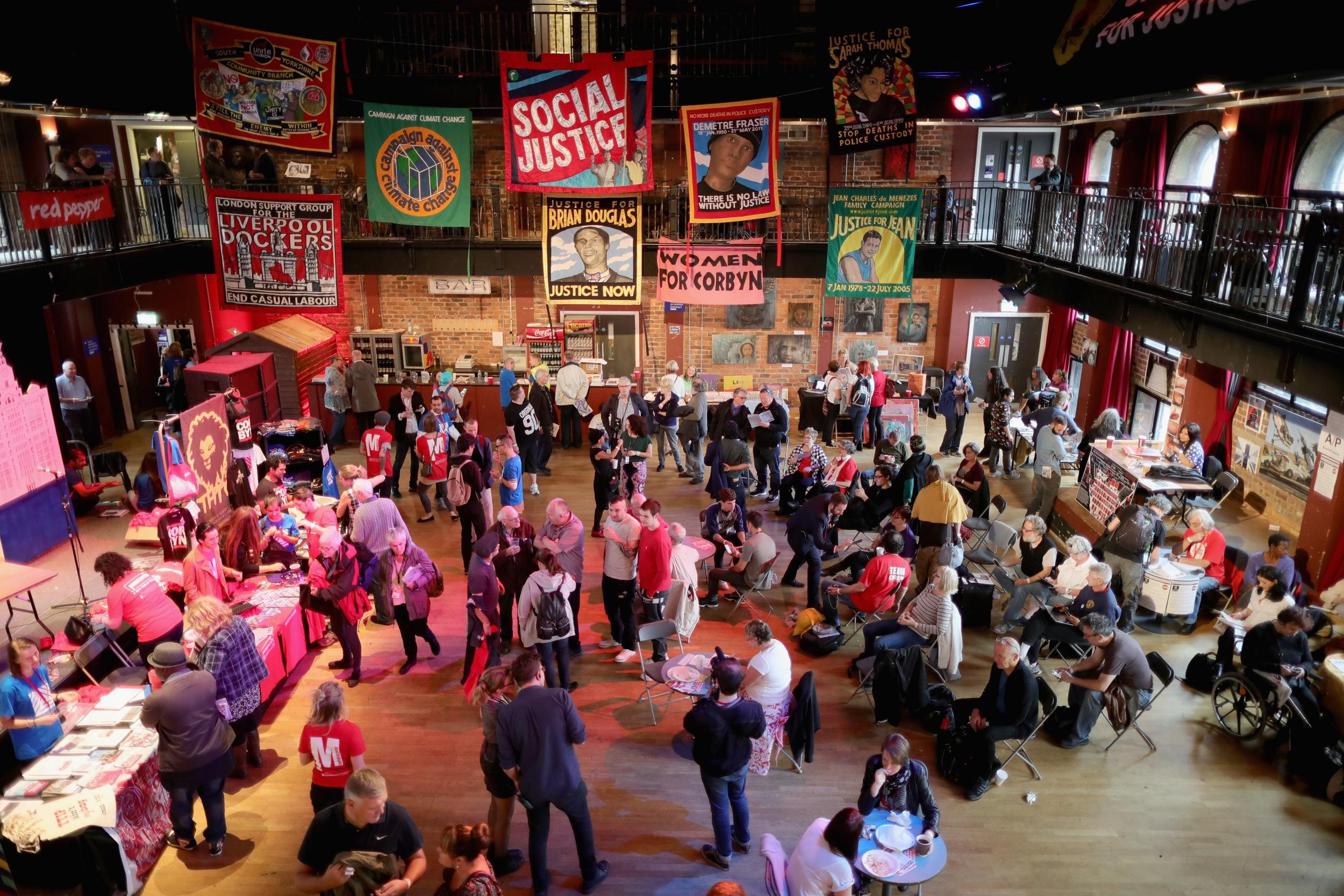 Momentum supporters gather at Liverpool's Black-E building for their fringe festival of politics in Liverpool, 2016