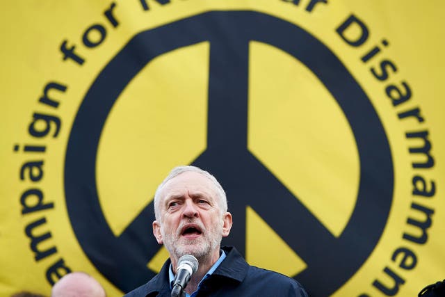 Jeremy Corbyn speaks at a CND rally against Trident renewal