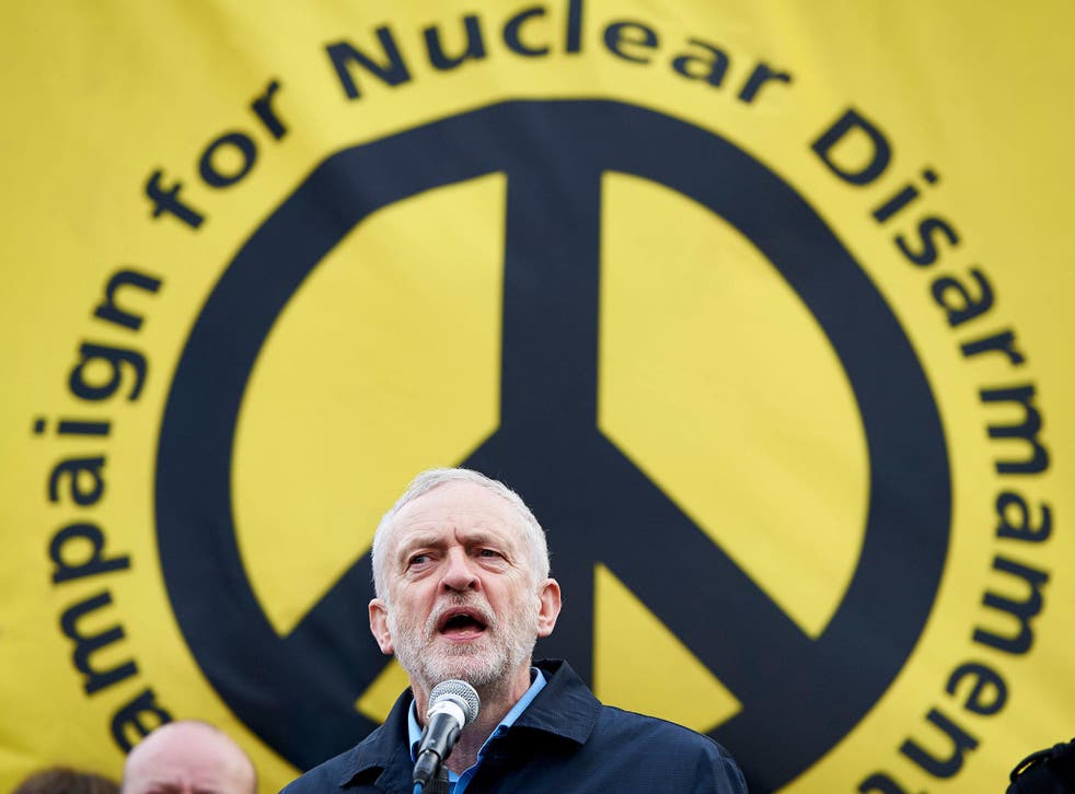 Jeremy Corbyn speaks at a CND rally against Trident renewal