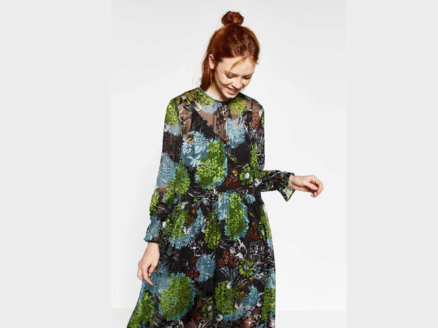 Zara Floral Midi Devore Dress £89.99 zara.com