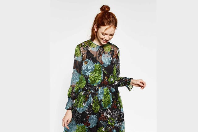 Zara Floral Midi Devore Dress £89.99 zara.com