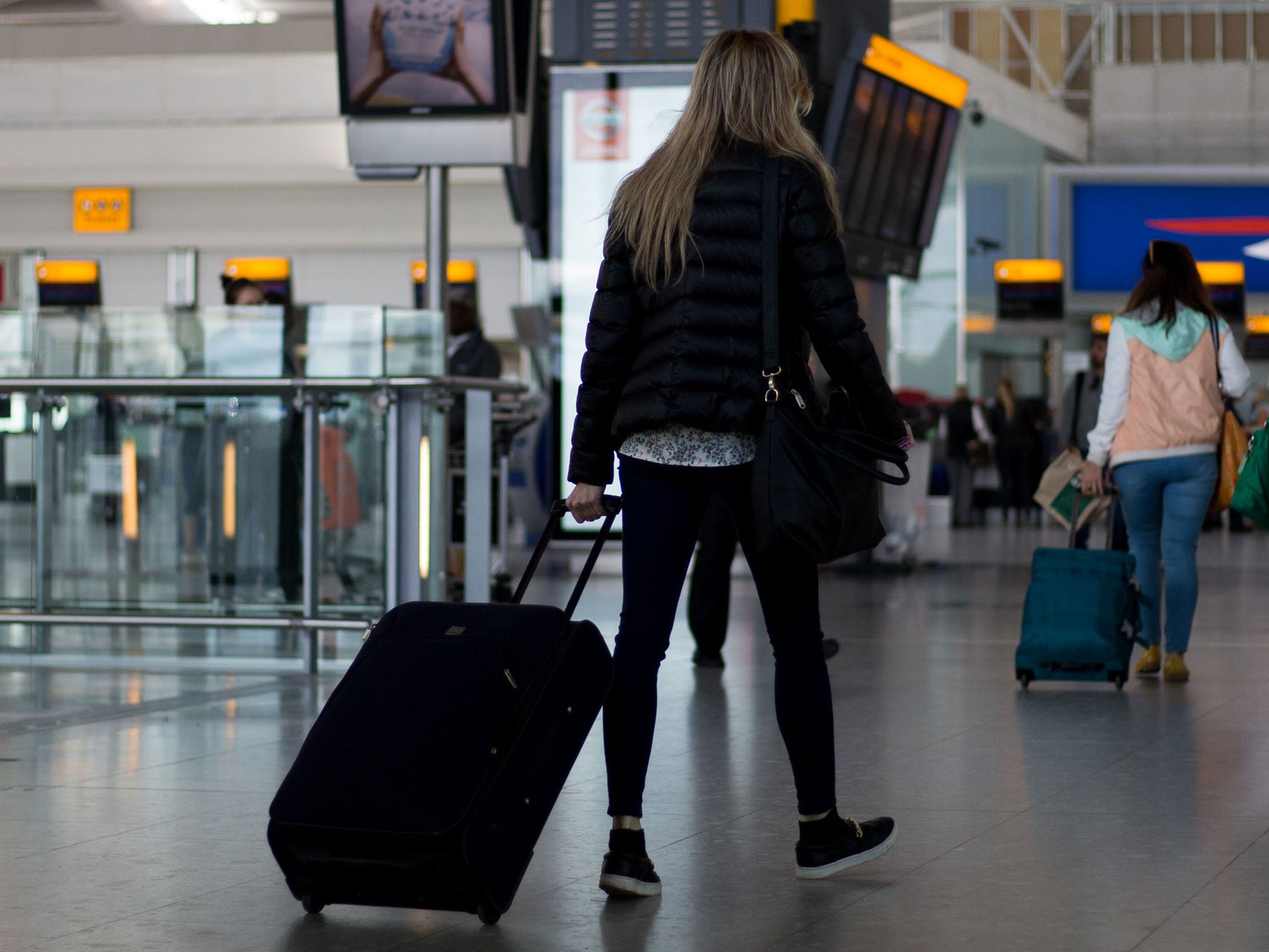 Passengers in the departure area of Heathrow Airport