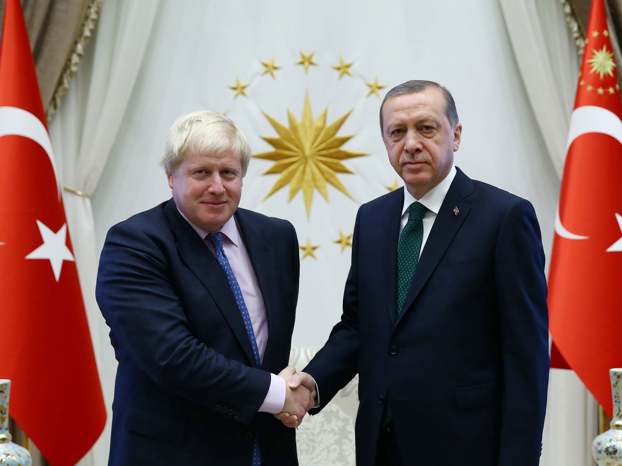 Boris Johnson and Recep Tayyip Erdogan at their meeting in Ankara