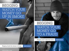 Adverts banned for portraying beggars as 'undeserving'
