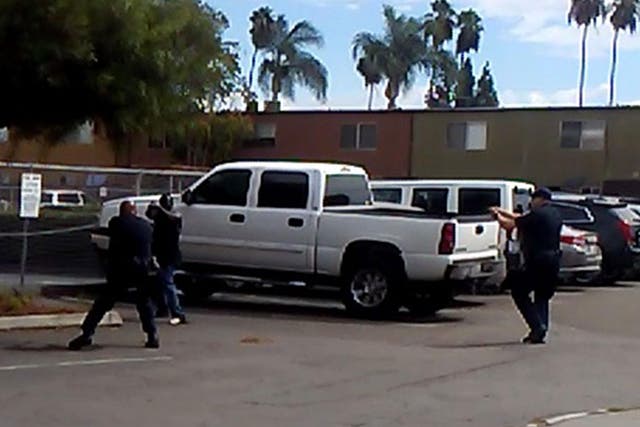 A stil from a witness video taken of the shooting in San Diego
