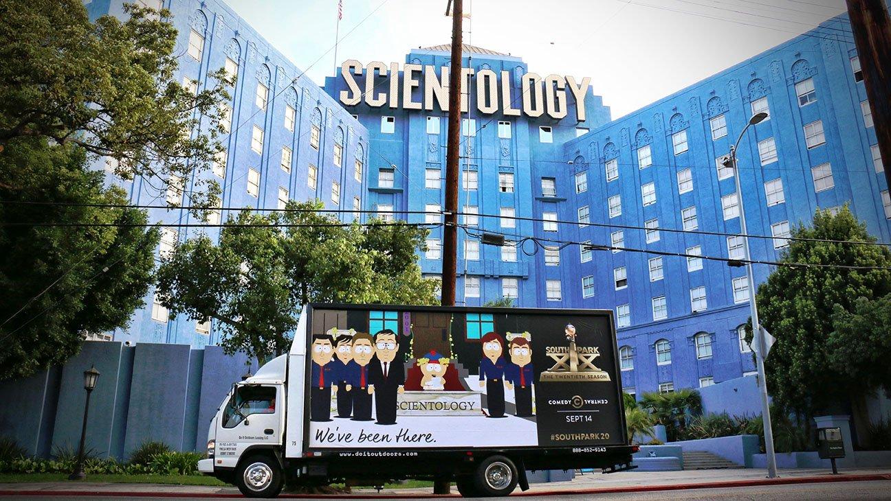 South Park billboard outside the Church of Scientology in LA