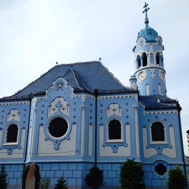 The fairytale exterior of the Blue Church of St Elizabeth