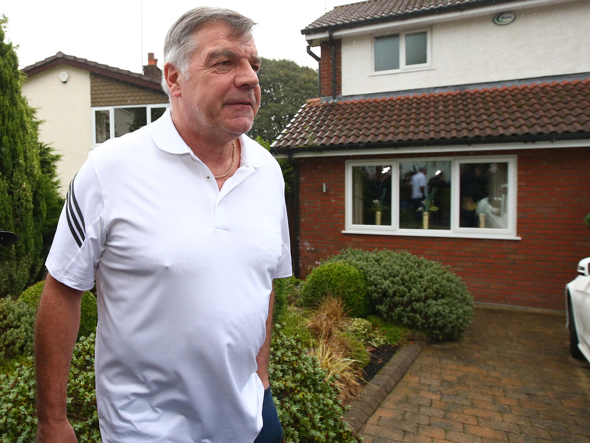 Off to the job centre? Sam Allardyce leaves his home in Bolton on Wednesday