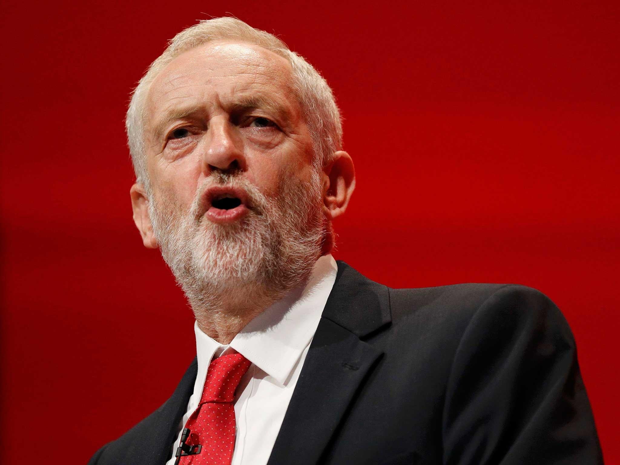 Britain's Labour Party leader Jeremy Corbyn delivers his keynote speech at the Labour Party conference in Liverpool