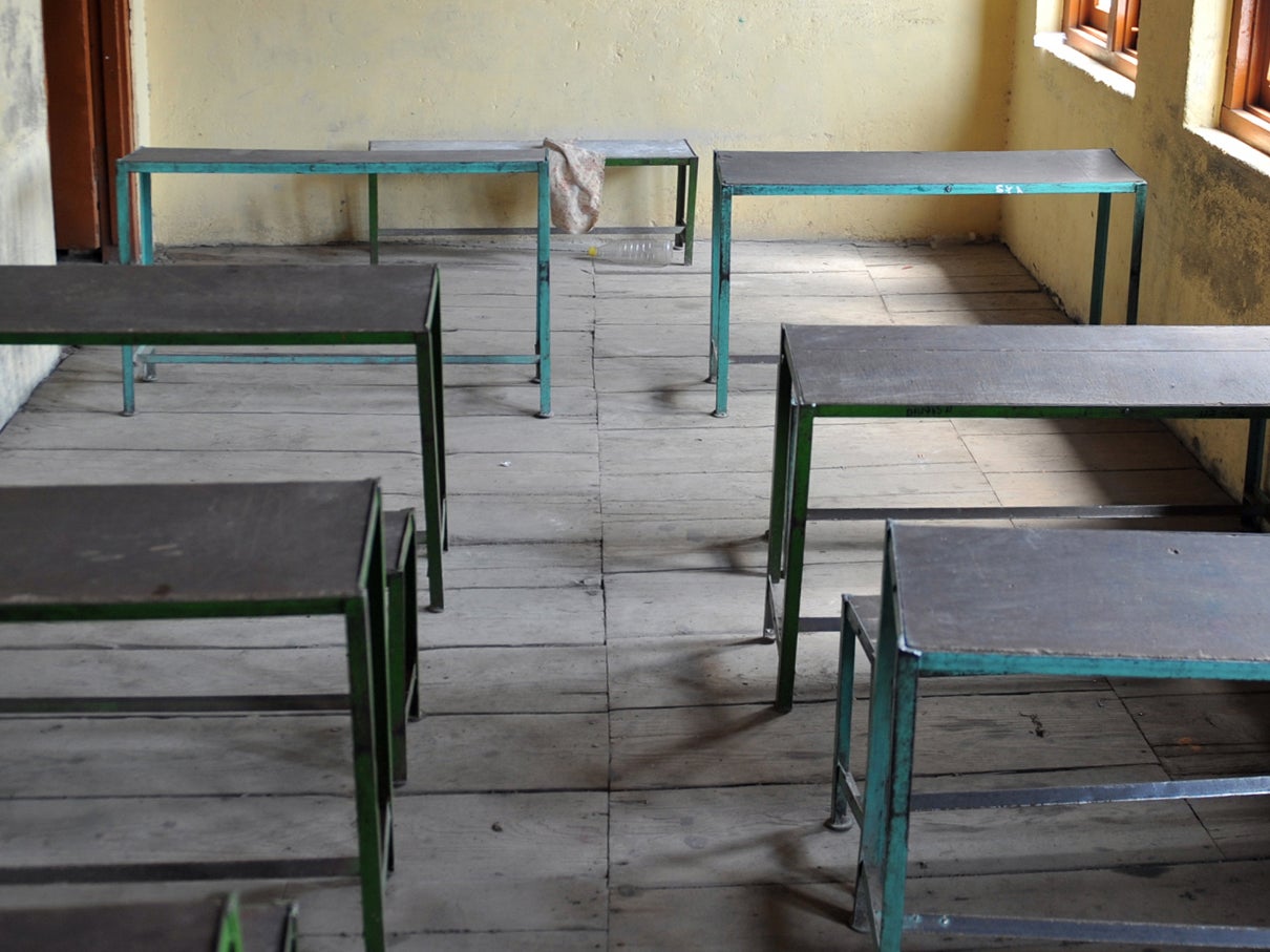 An empty classroom in an Indian school