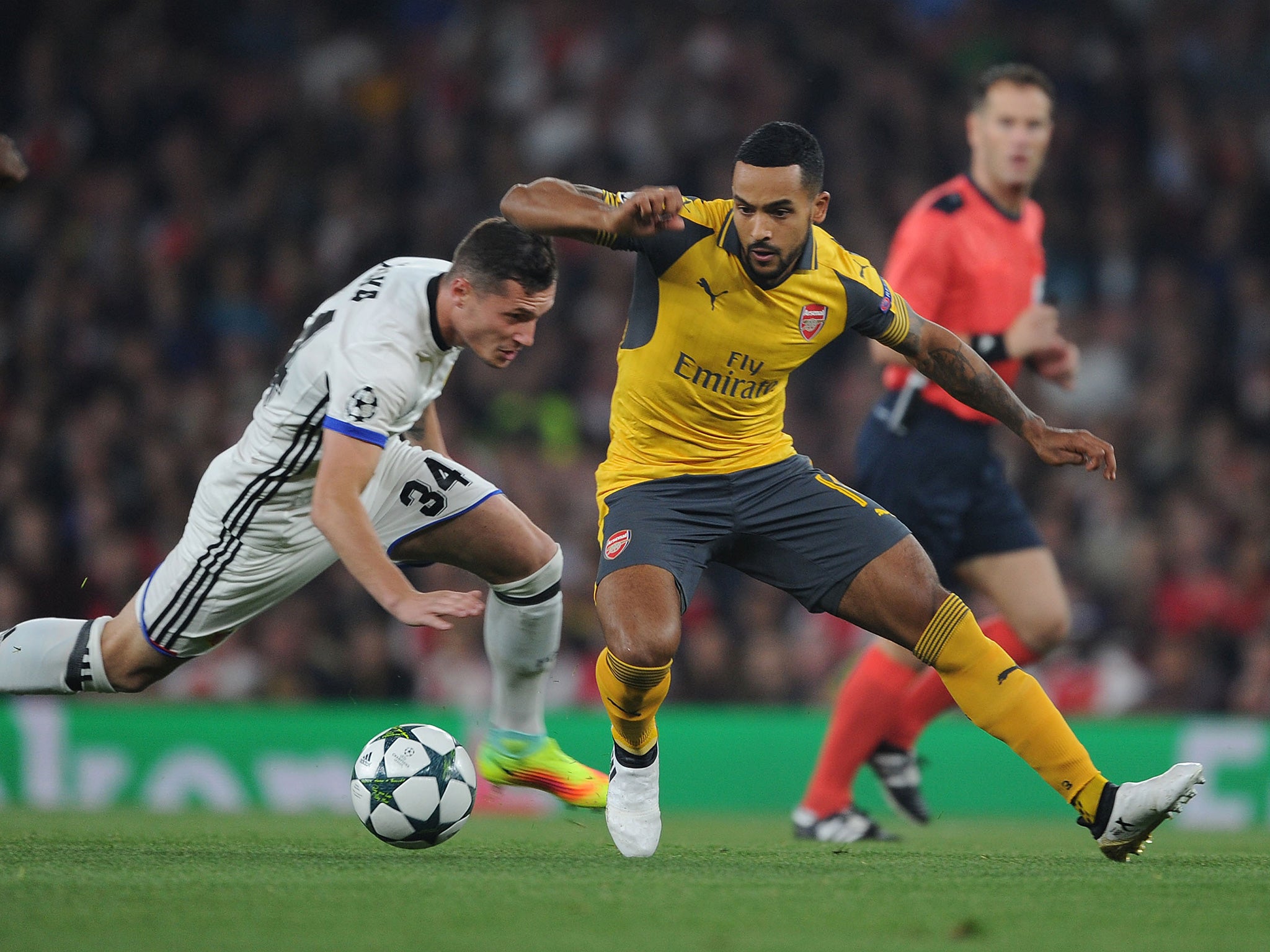 Walcott was a thorn in Basel's side all evening long