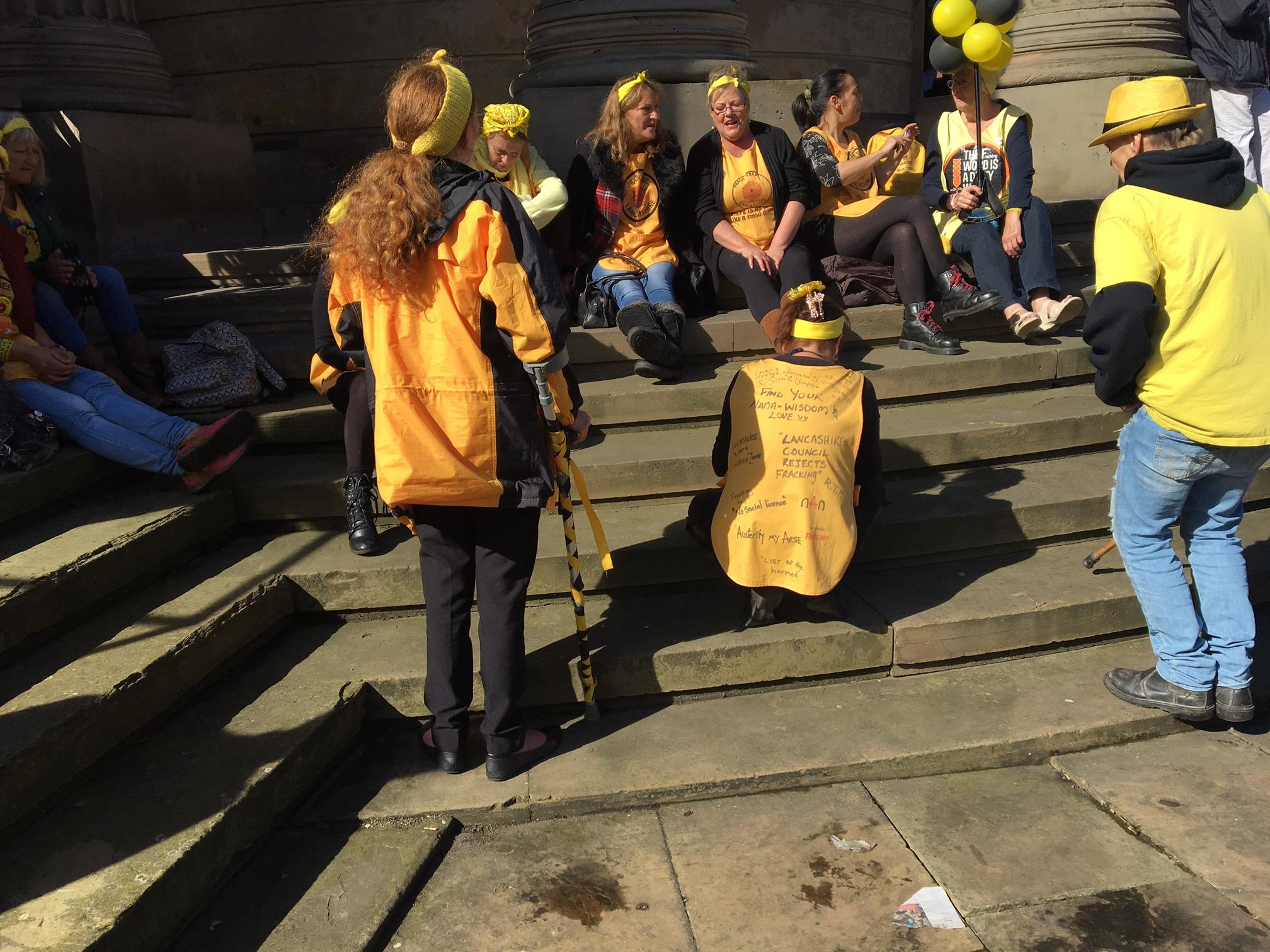 Anti-fracking protestors outside Liverpool’s Black-E