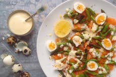 How to make a warm asparagus, quail egg & smoked salmon salad
