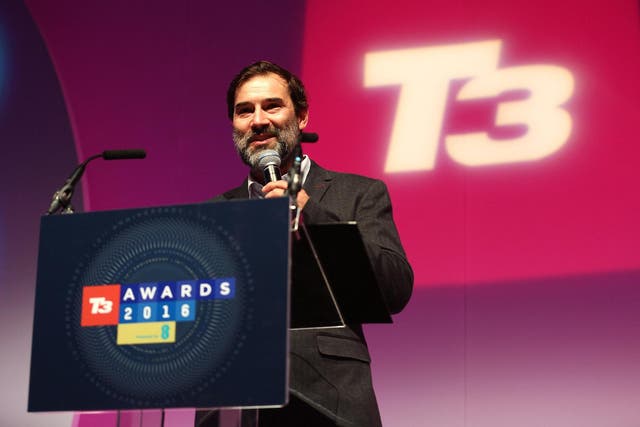 Adam Buxton presenting the T3 Gadget Awards 2016 at The Lindley Hall on September 28, 2016 in London, England
