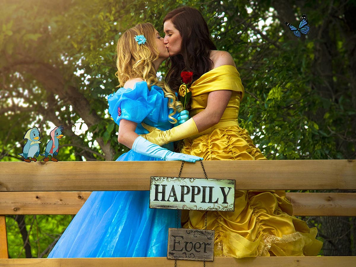 Same-sex couple celebrate their modern-day fairytale by dressing up as Disney  princesses | The Independent | The Independent