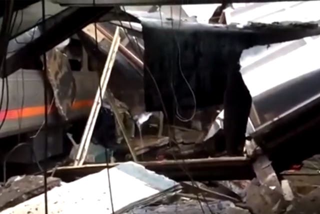 Video shows the wreckage after the crash in Hoboken
