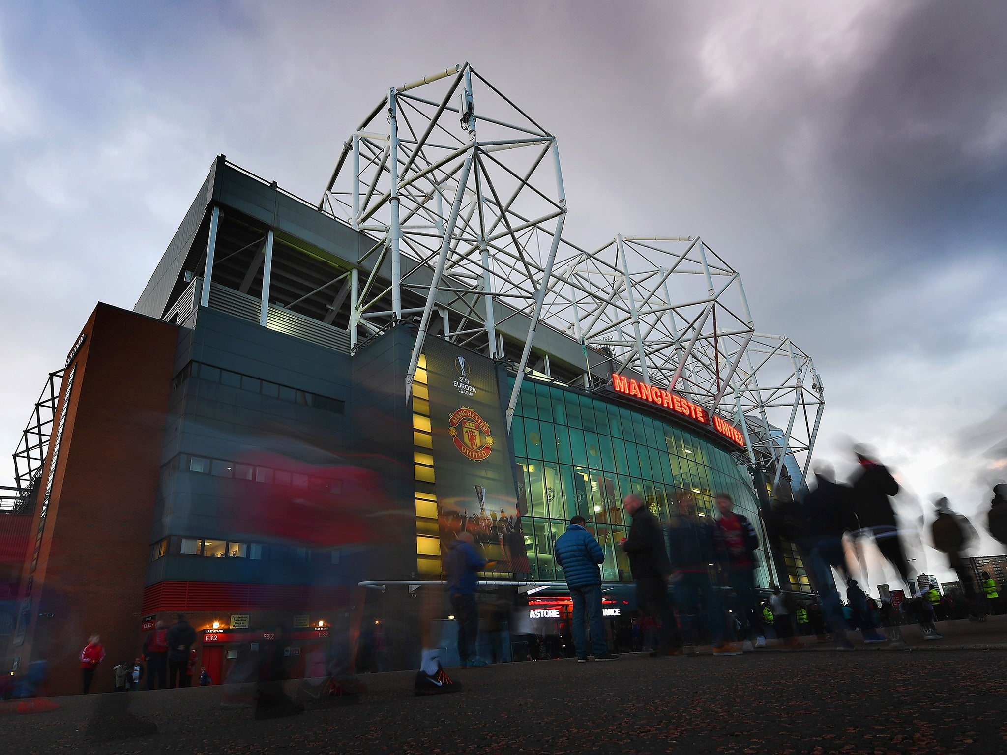 A scene outside Manchester United's ground Old Trafford