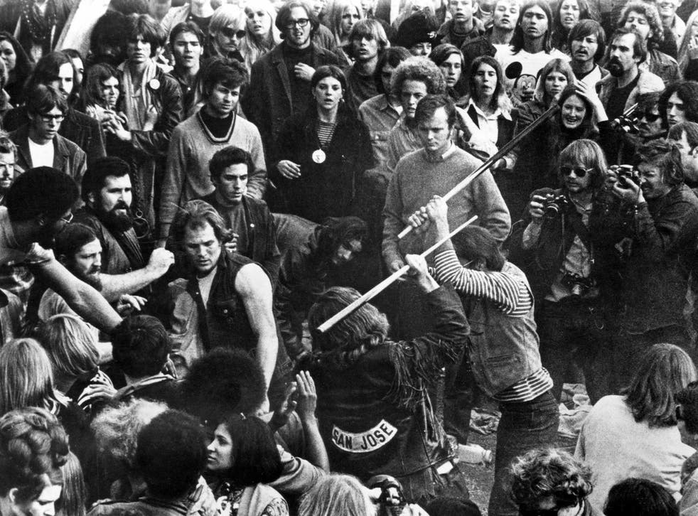 ‘It wasn’t the Stones’ show any more. They were just providing the soundtrack to the Hells Angels, whose violence was the most memorable performance of Altamont’