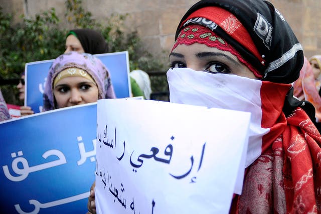 Egyptian women at a 2011 rally against virginity tests