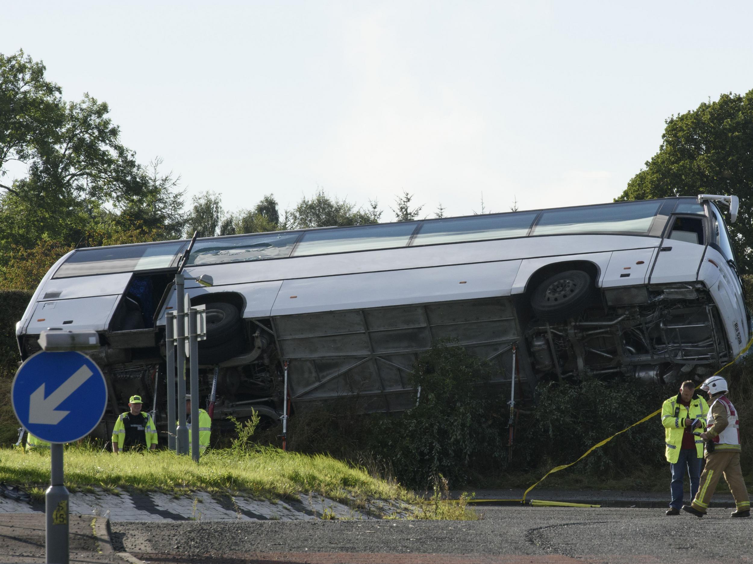 The bus is said to have ‘swerved’ before crashing (PA)