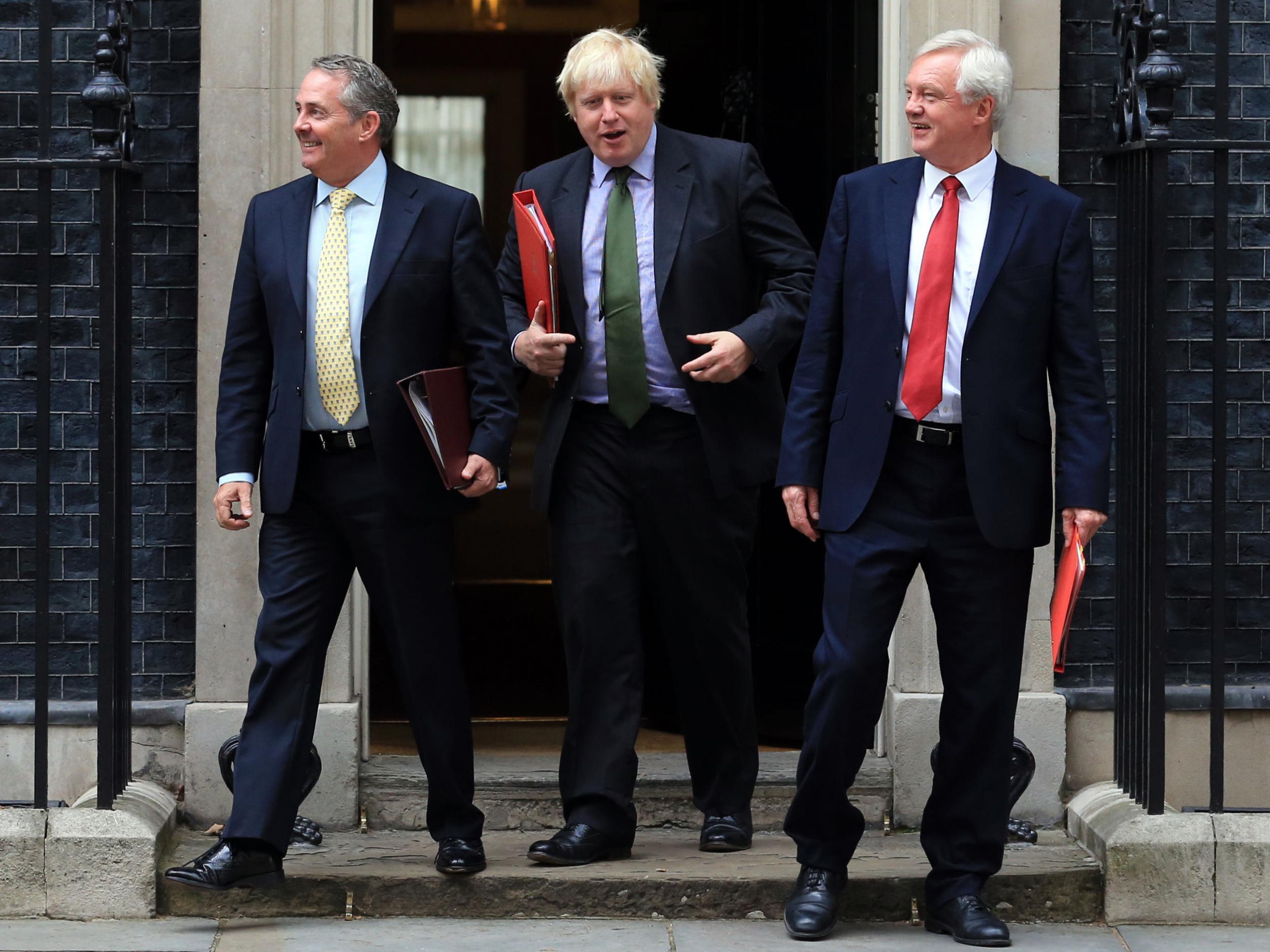 Brexiteers Liam Fox, Boris Johnson and David Davis