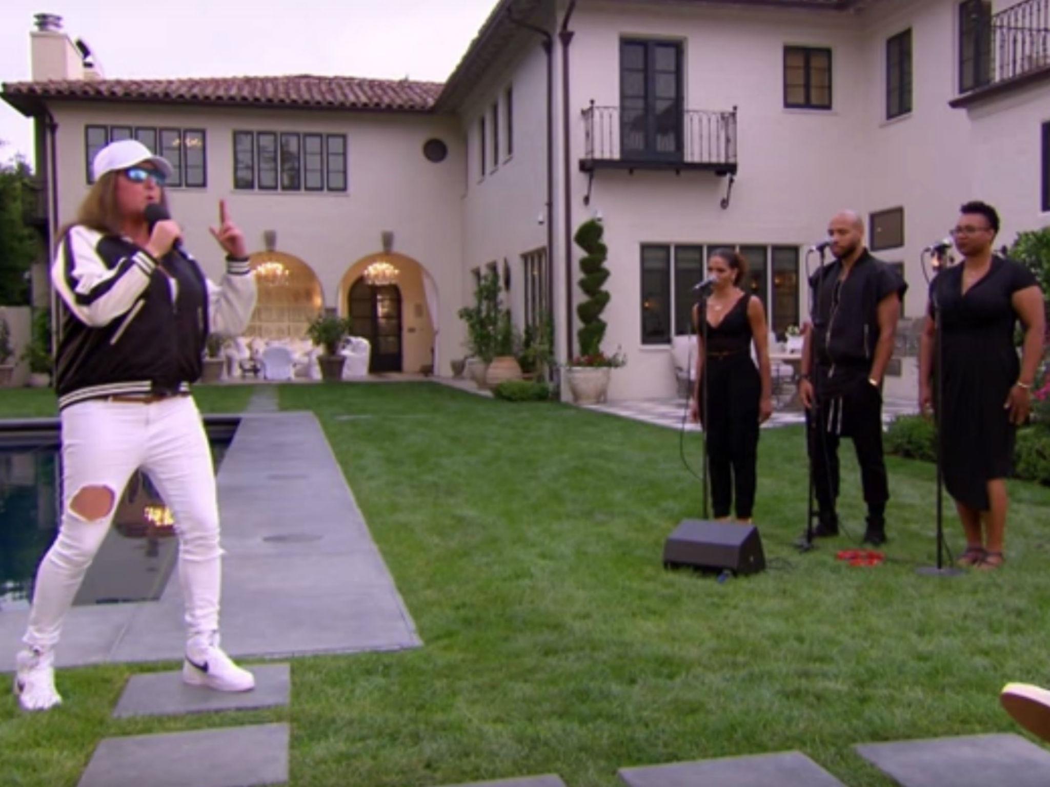 Honey G performs for Sharon Osbourne and Robbie Williams in Los Angeles