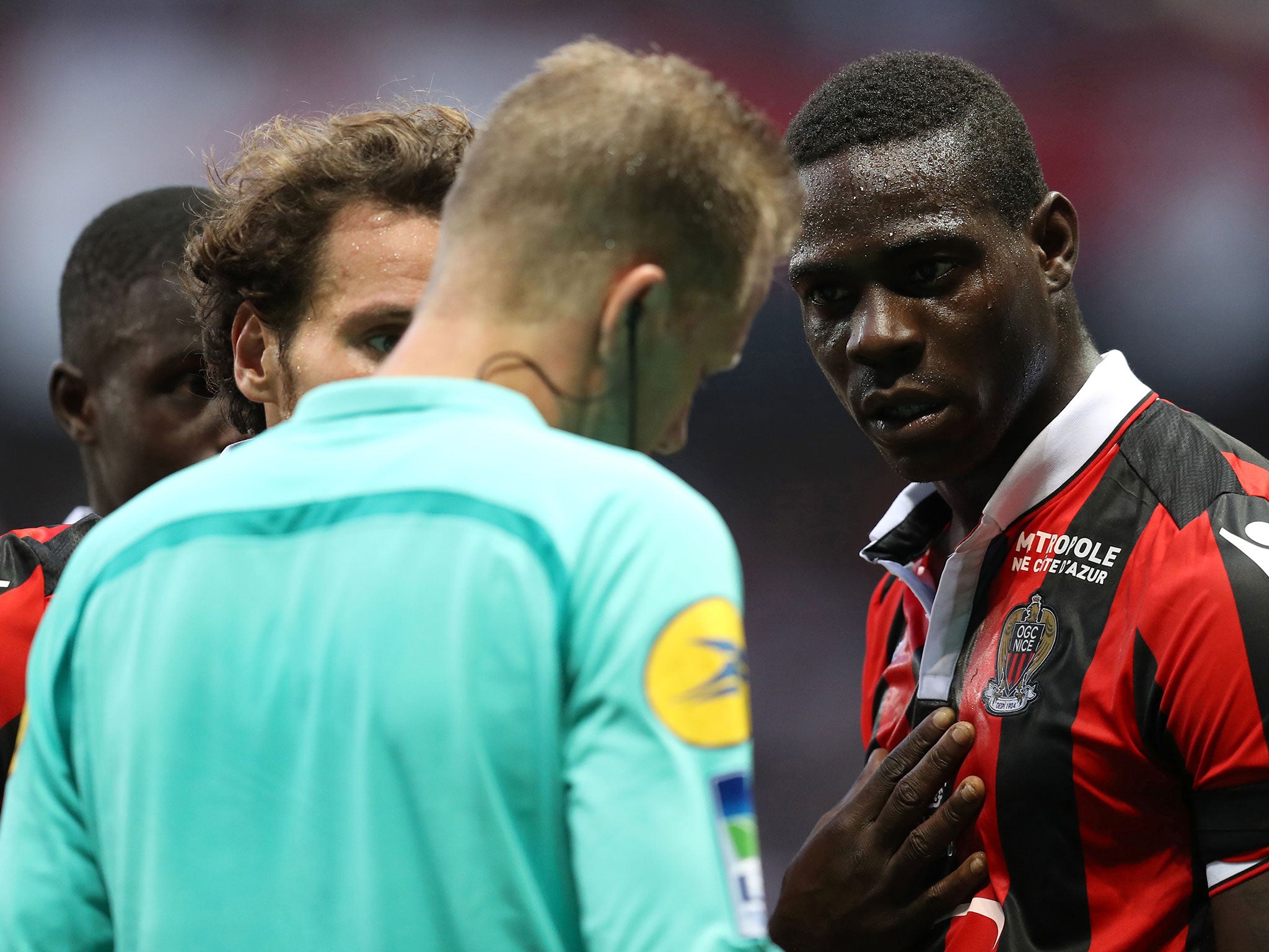 
Balotelli after being shown red 