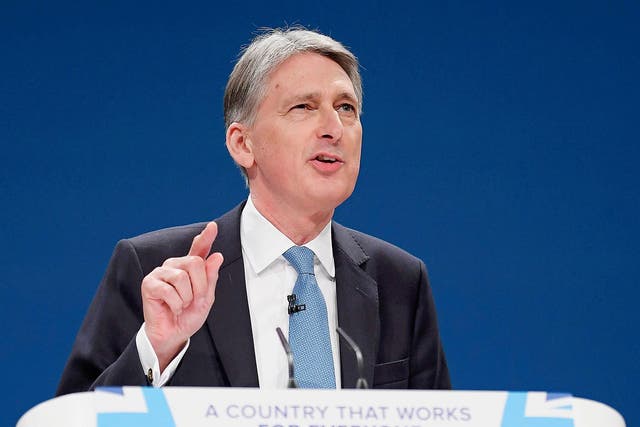 Chancellor of the Exchequer Philip Hammond speaks at the Conservative Party conference in Birmingham