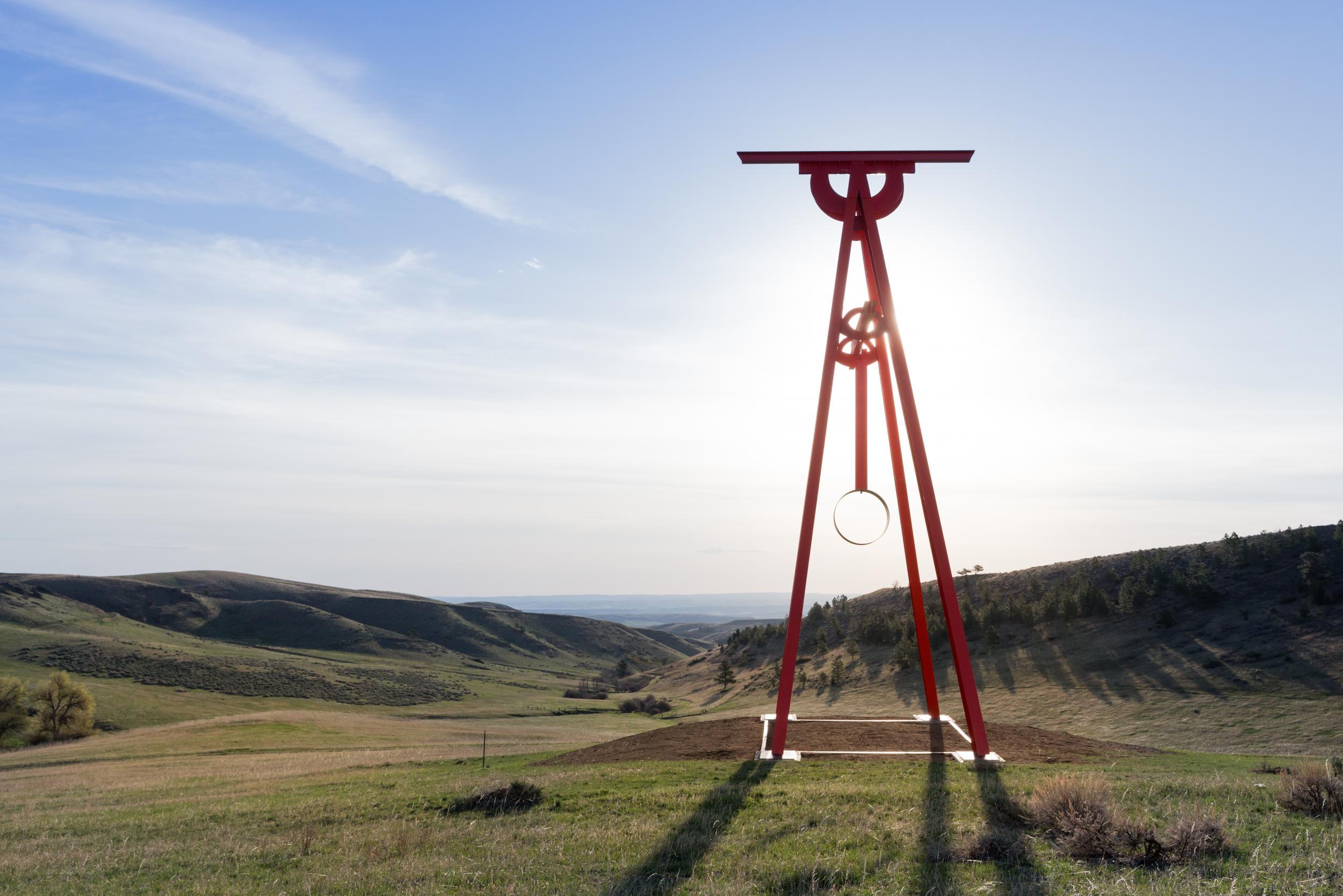 Another piece by Mark di Suvero, ‘Proverb’, is a 60ft-high steel structure with a swinging pendulum