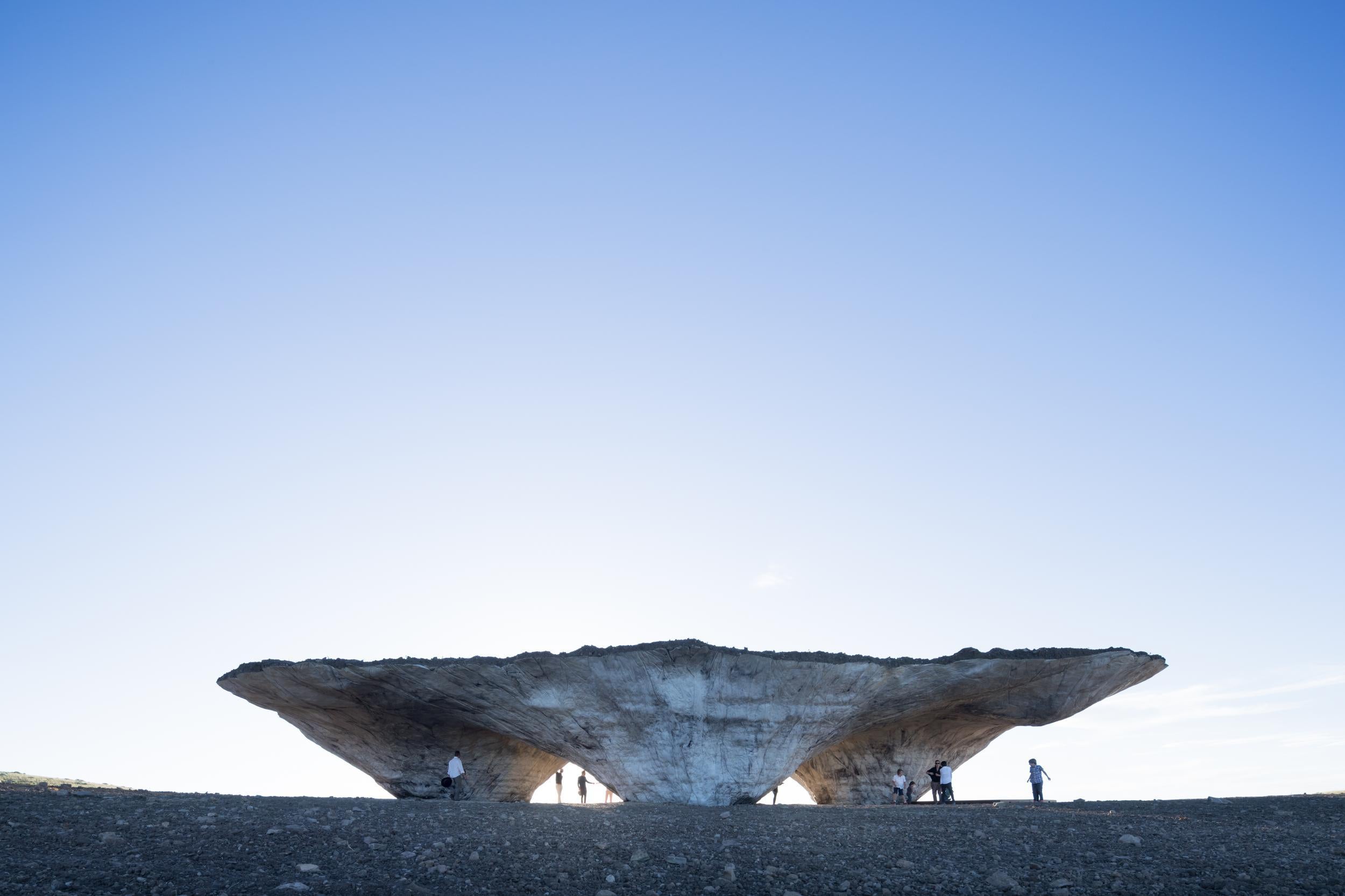 One of three concrete sculptures by Spanish studio Ensamble