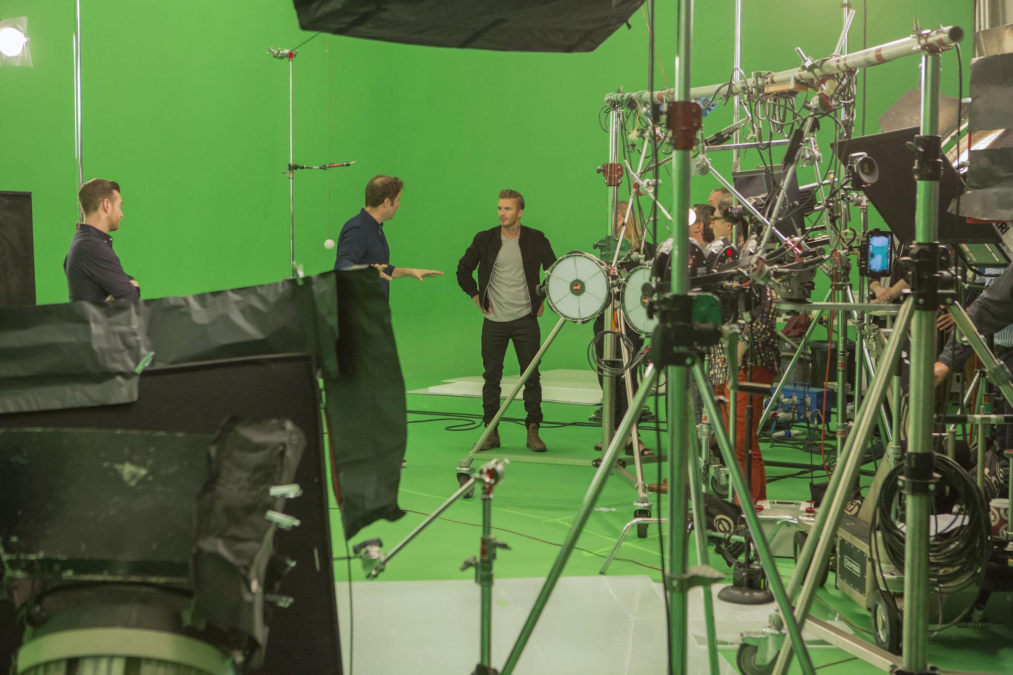 David Beckham filming in virtual reality