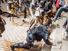 South African police fire stun grenades at protesting students