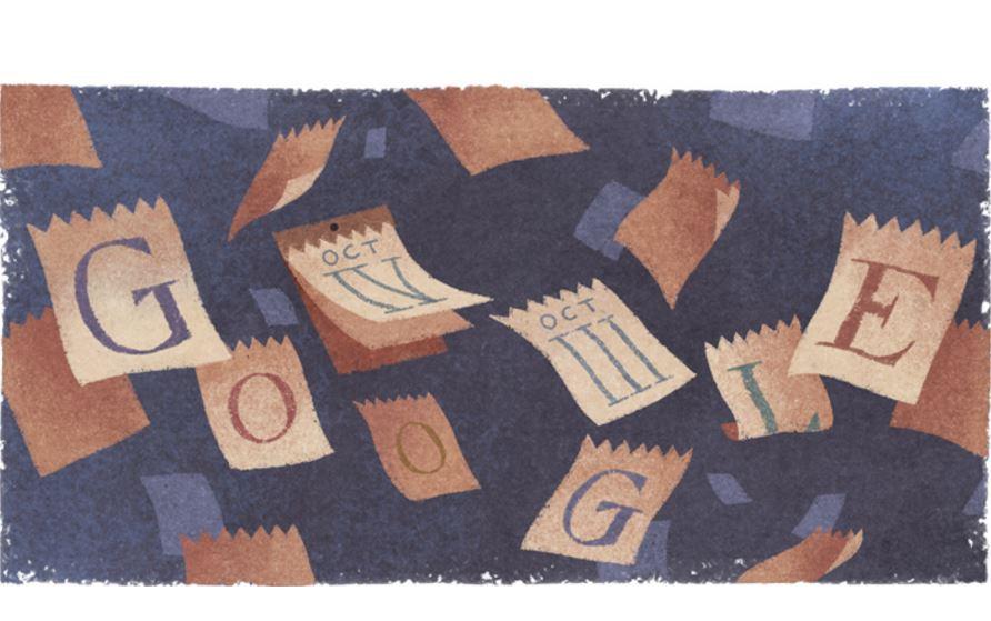 Google doodle in honour of the 434th anniversary of the introduction of the Gregorian calendar