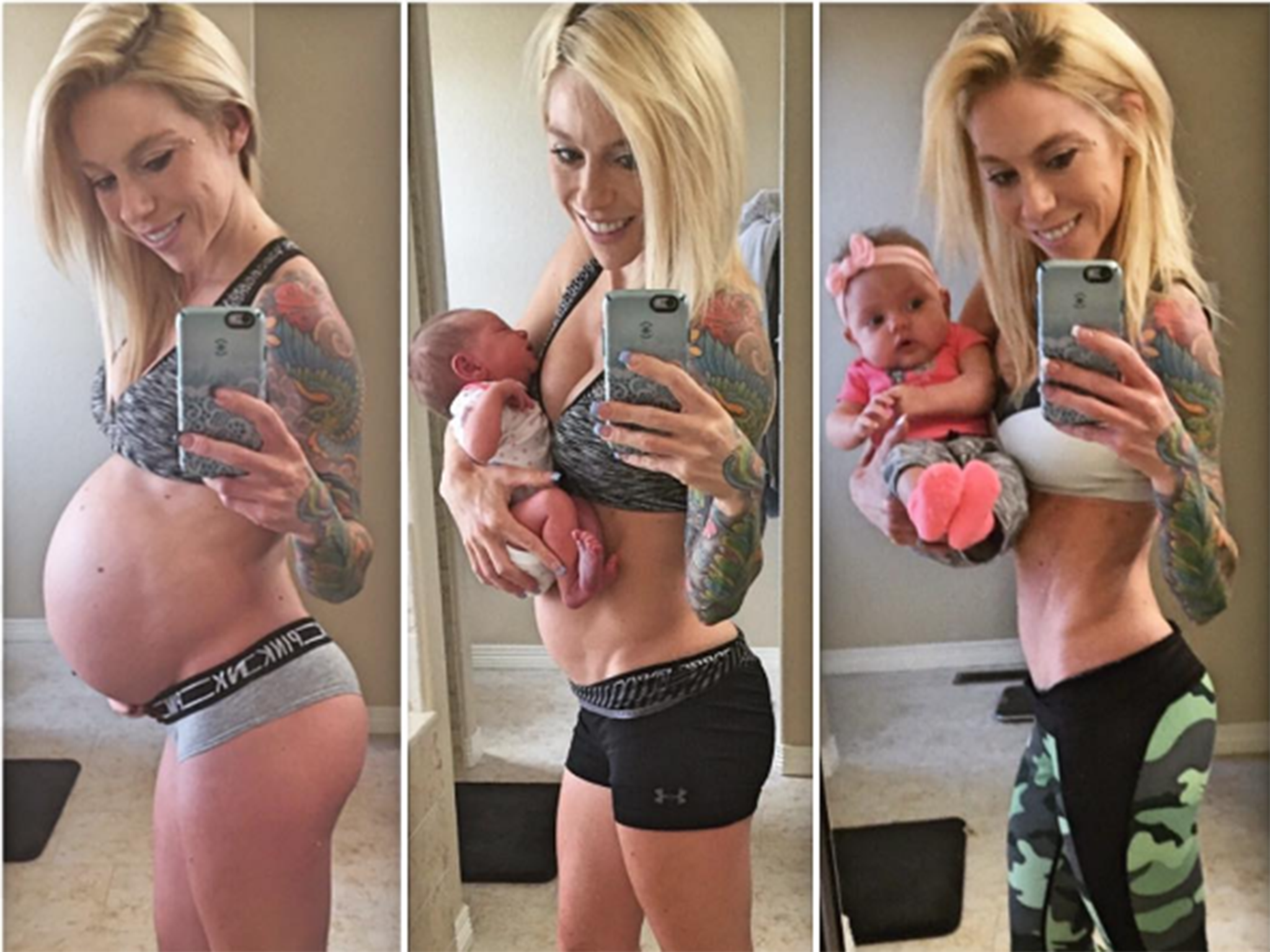 Women are posting photographs showing their abs during pregnancy