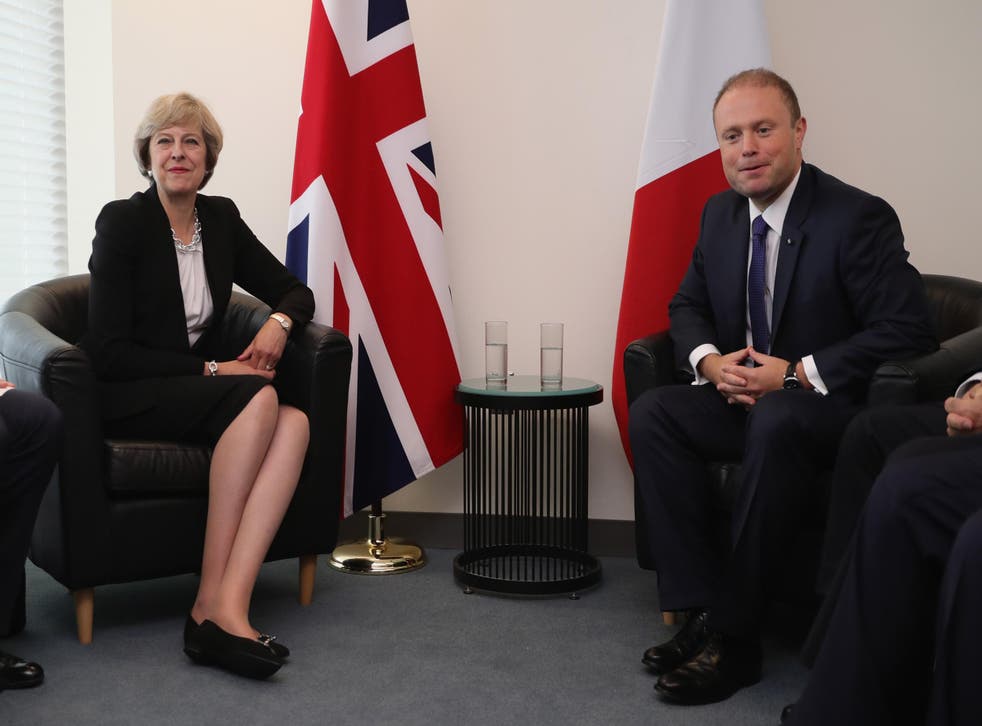 Theresa May with the Prime Minister of Malta, Joseph Muscat, at the UN General Assembly