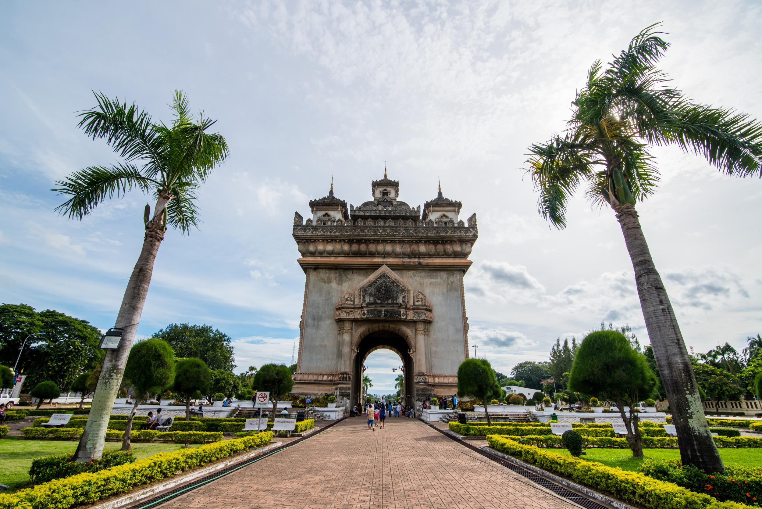 The Victory Gate, celebrating independence from France, in the capital Vientiane
