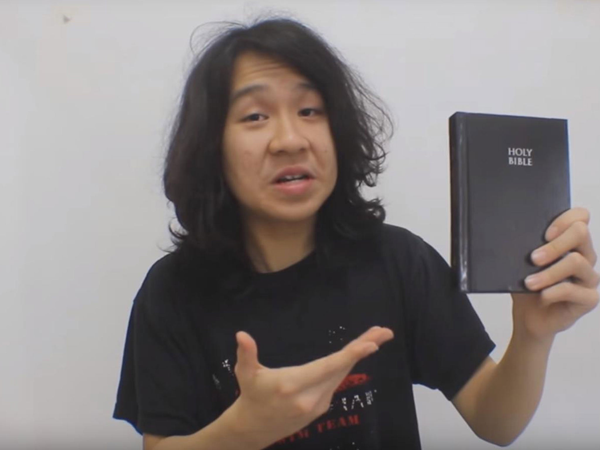 Amos Yee, 17, appearing in a video on Christianity cited by prosecutors in Singapore