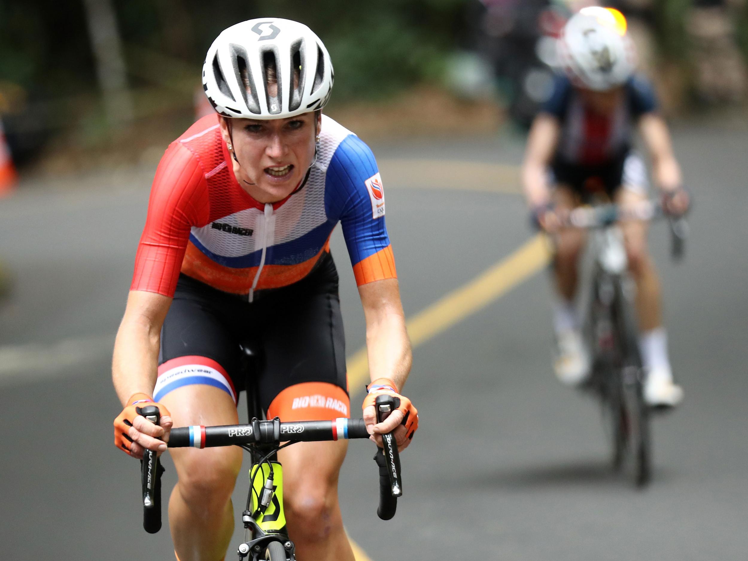 Annemiek van Vleuten prior to her crash in the Olympic Road Race in Rio