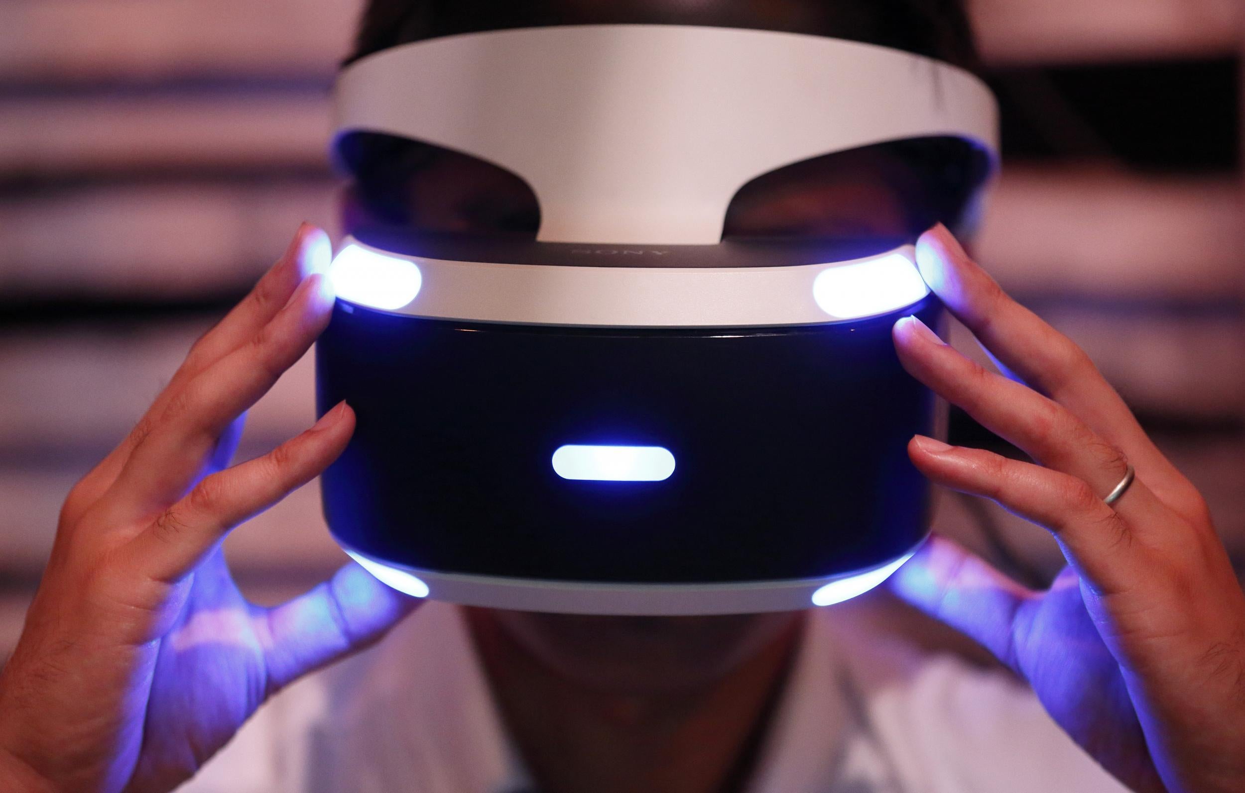 A PlayStation VR headset being used
