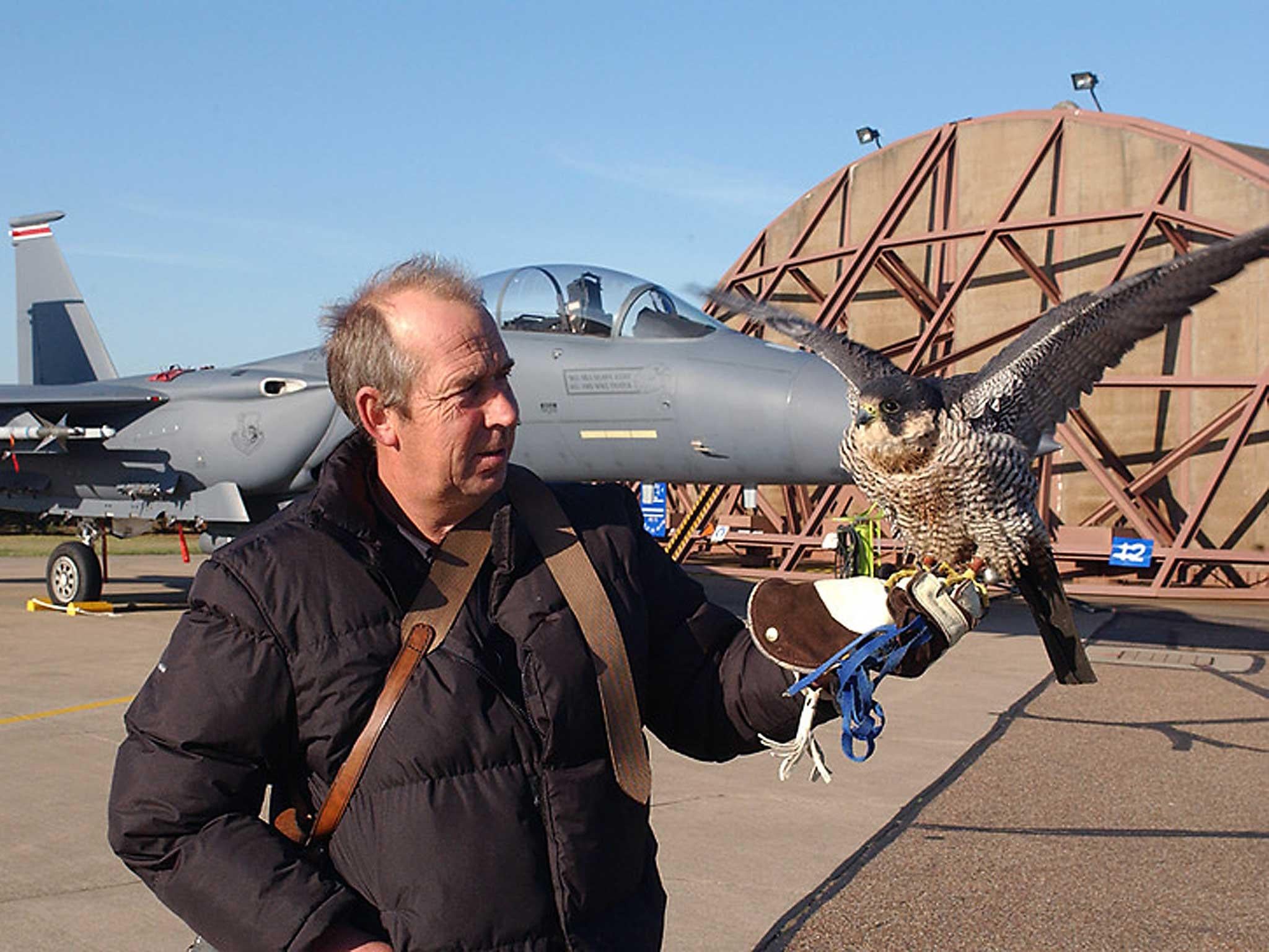 Keith Mutton, managing director of Phoenix Bird Control Services, at RAF Lakenheath