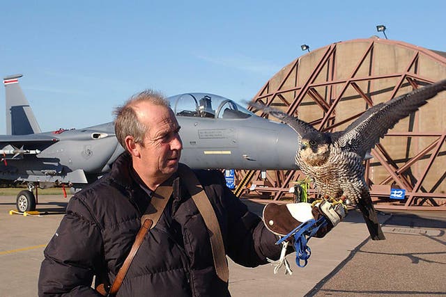 Keith Mutton, managing director of Phoenix Bird Control Services, at RAF Lakenheath