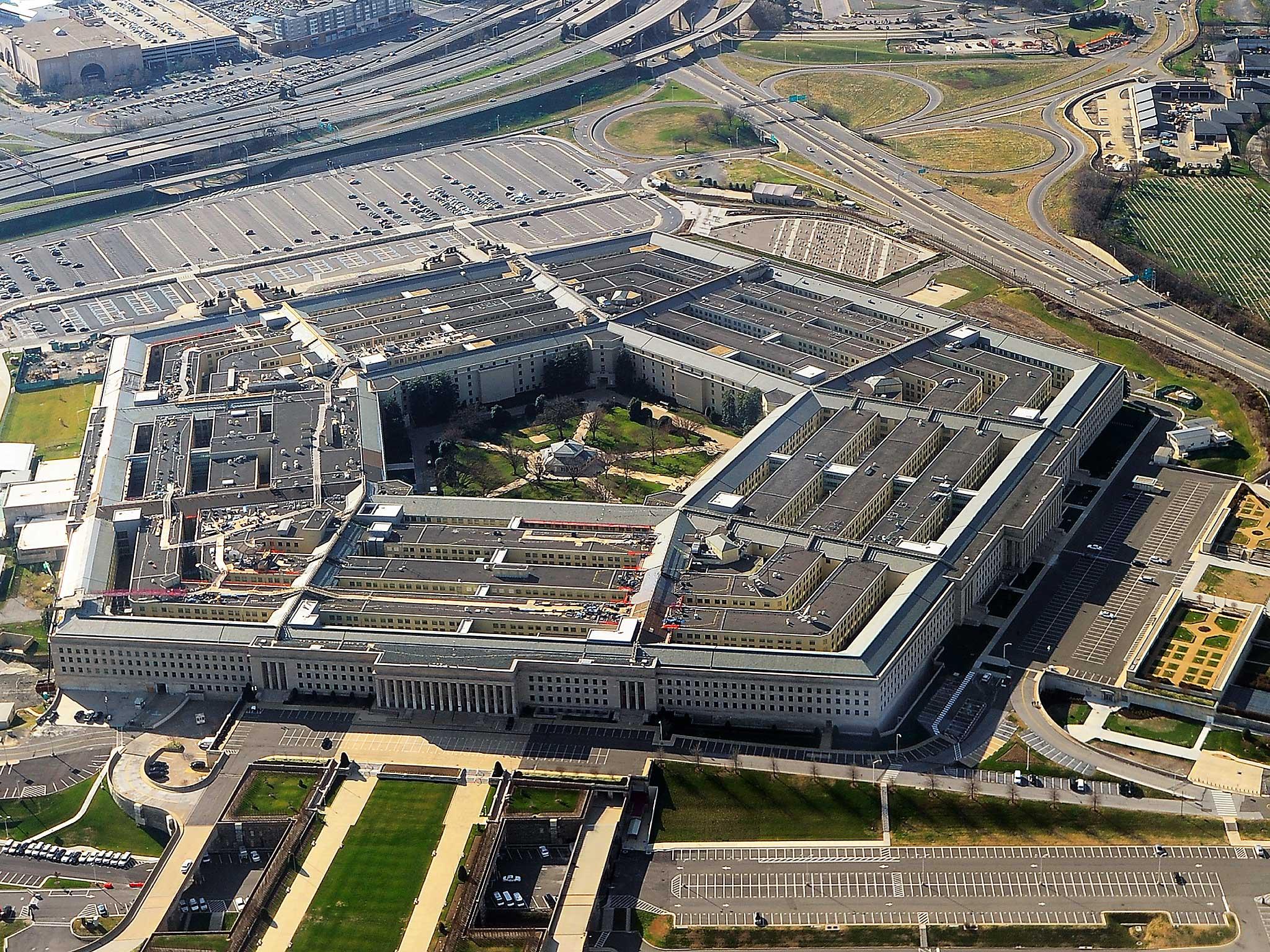 An aerial view of The Pentagon building in Washington, USA