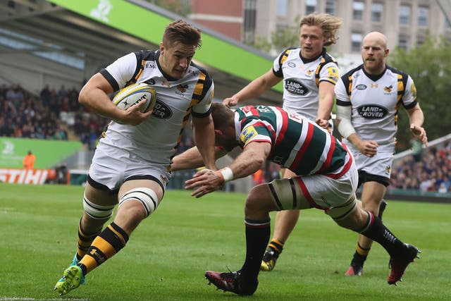 Sam Jones in action for Wasps against Leicester Tigers last month