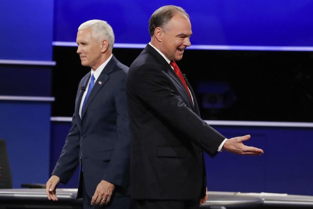 The Veep contenders: Mike Pence and Tim Kaine on the debate stage