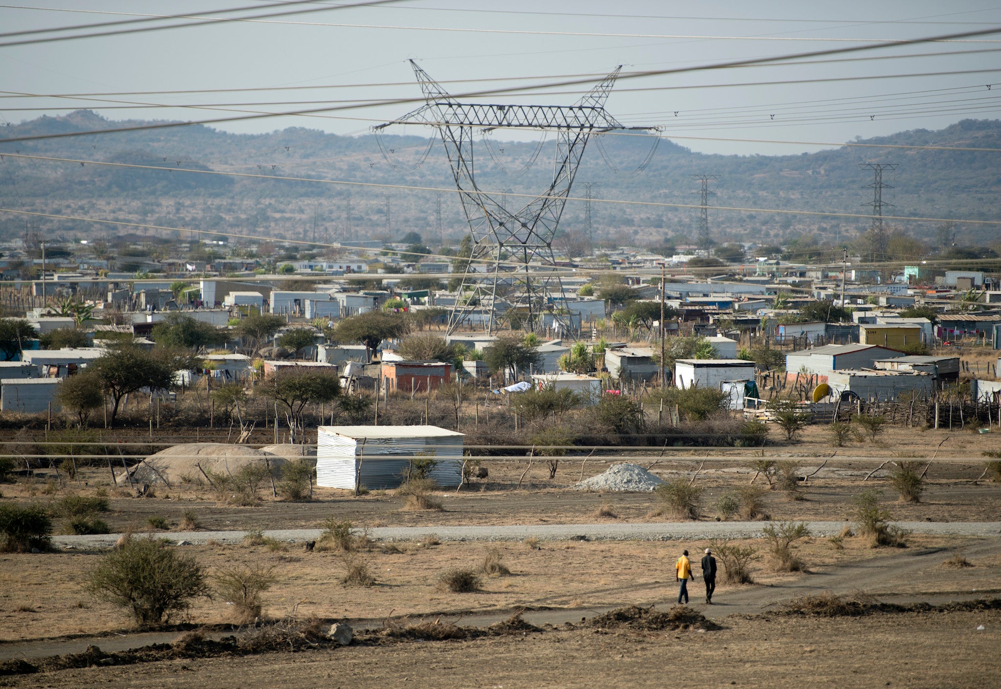 File image of shanty town in Marikana, South Africa. White poverty has been rising in the country - but is still dwarfed by black poverty