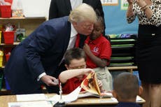 ‘I’m nervous!’: School children react adversely to Donald Trump walking into their classroom